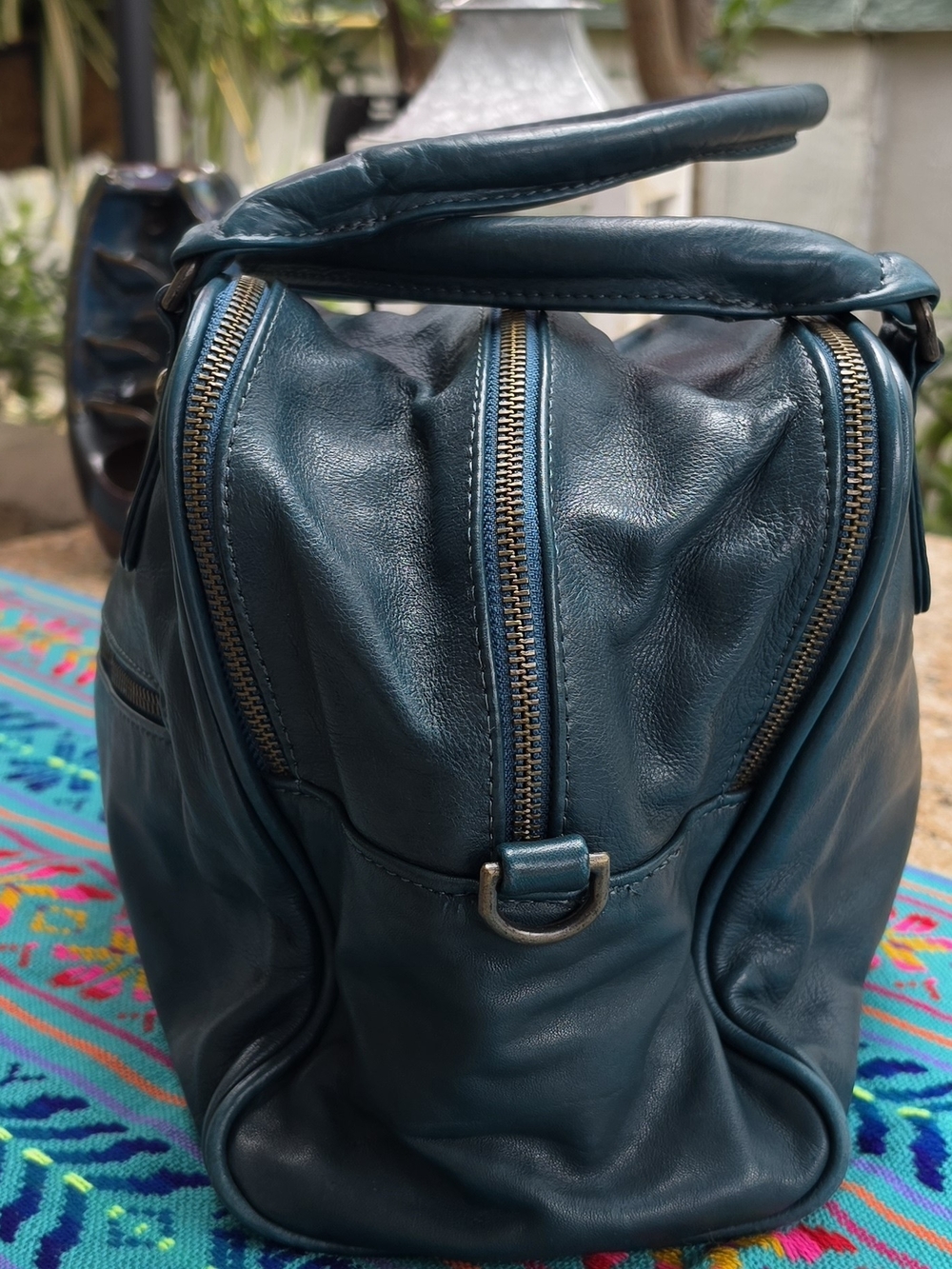 Wanderers Travel Co. "Provence" Teal Leather Satchel Handbag - Picture 3 of 12